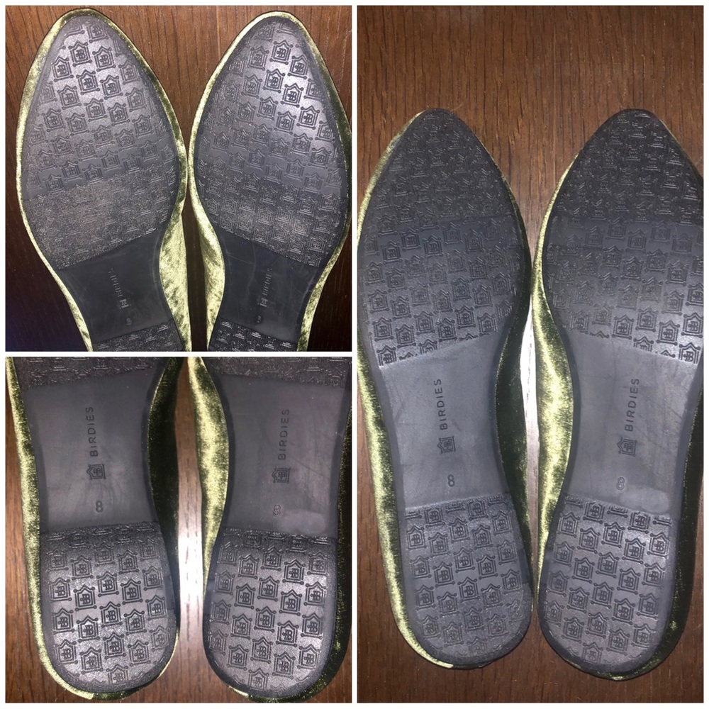 RARE & RETIRED Birdies HERON Olive Luxe Velvet Smoking Flats/Loafers/Slippers - Picture 13 of 16